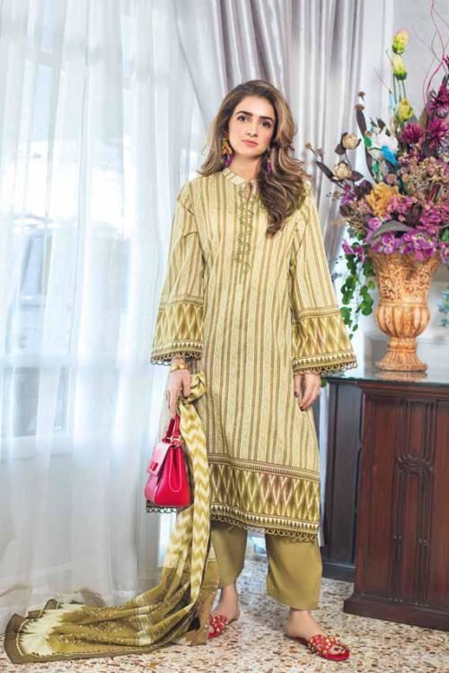 Indian Clothes Pakistani Clothes Salwar Kameez Yellow White Print Embroidery GUL