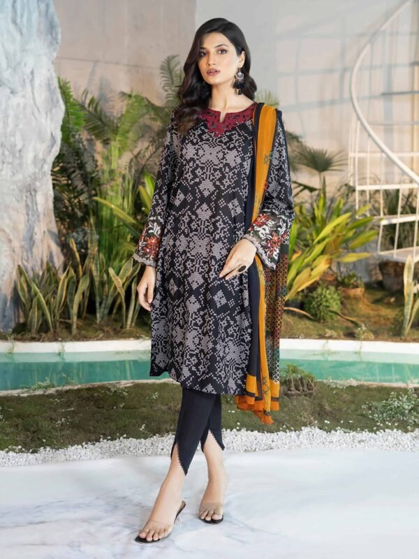 Limelight Summer Embroidered Lawn'22 | U1840SU-3Pc-BLK (SS-2058) | MAY22